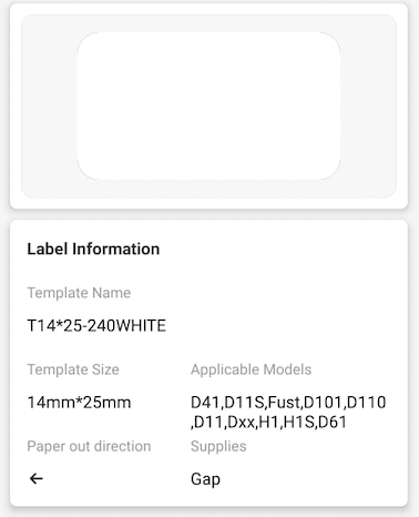 NB279 - NIIMBOT - D11 / D101 / D110 / H1S - 14X25MM - 225 WHITE LABELS
