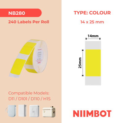 NB280 - NIIMBOT - D11 / D101 / D110 / H1S - 14X25MM - 240 YELLOW LABELS