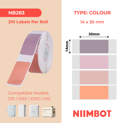 NB283 - NIIMBOT - D11 / D101 / D110 / H1S - 14X30MM - 195 PINK MIXED COLOURS LABELS