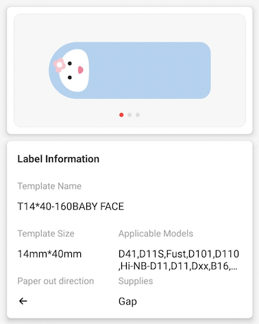 NB287 - NIIMBOT - D11 / D101 / D110 / H1S - 14X40MM - 155 DUMPLING BABY LABELS