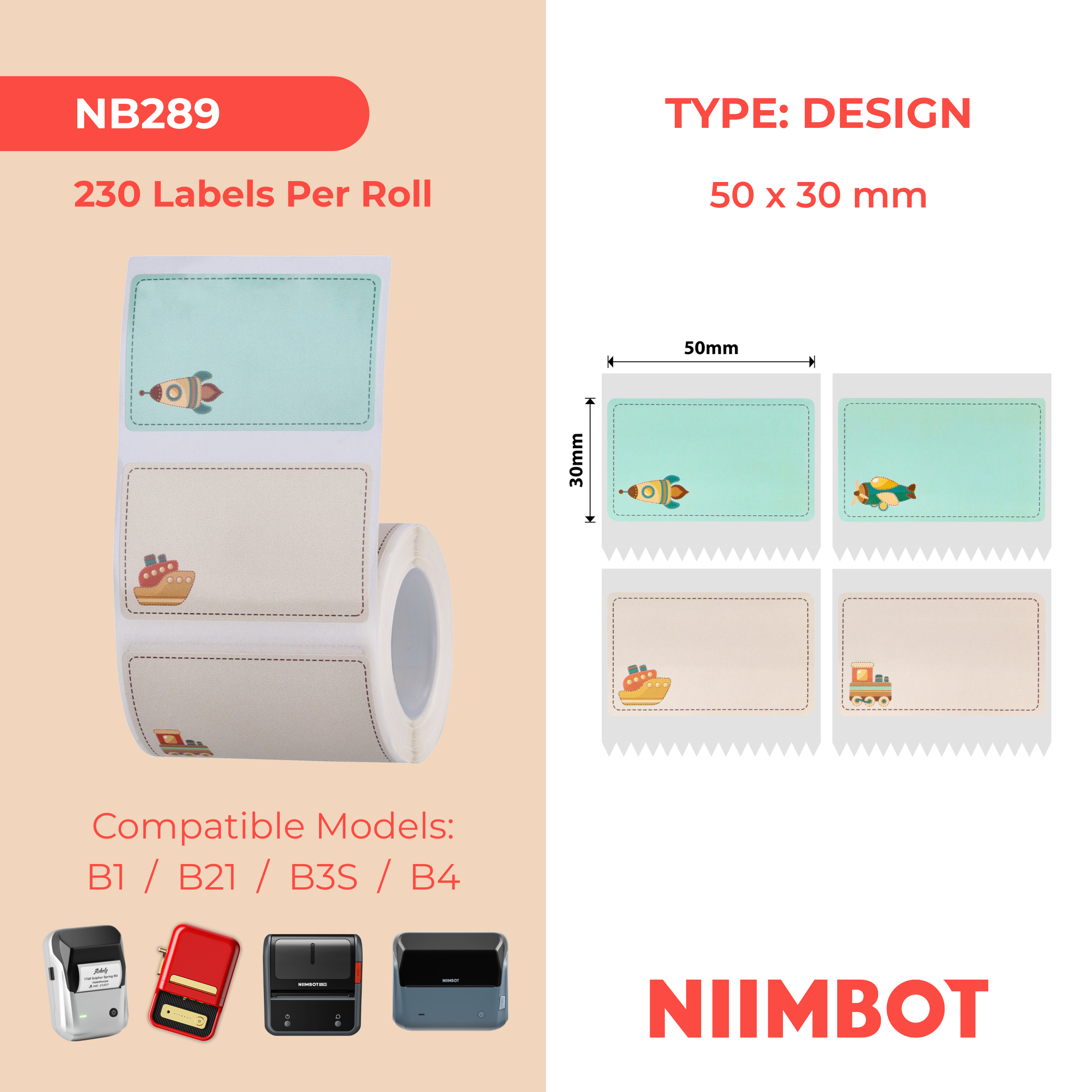 NB289 - NIIMBOT - B1 / B21 / B3S / B4 - 50X30MM - 230 CHILDHOOD DREAM LABELS