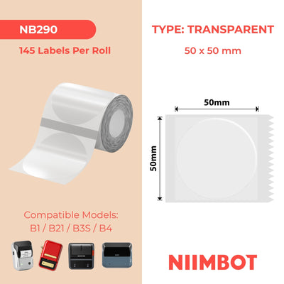 NIIMBOT-Gamme B-50x50mm-Rondes transparentes-150 étiquettes