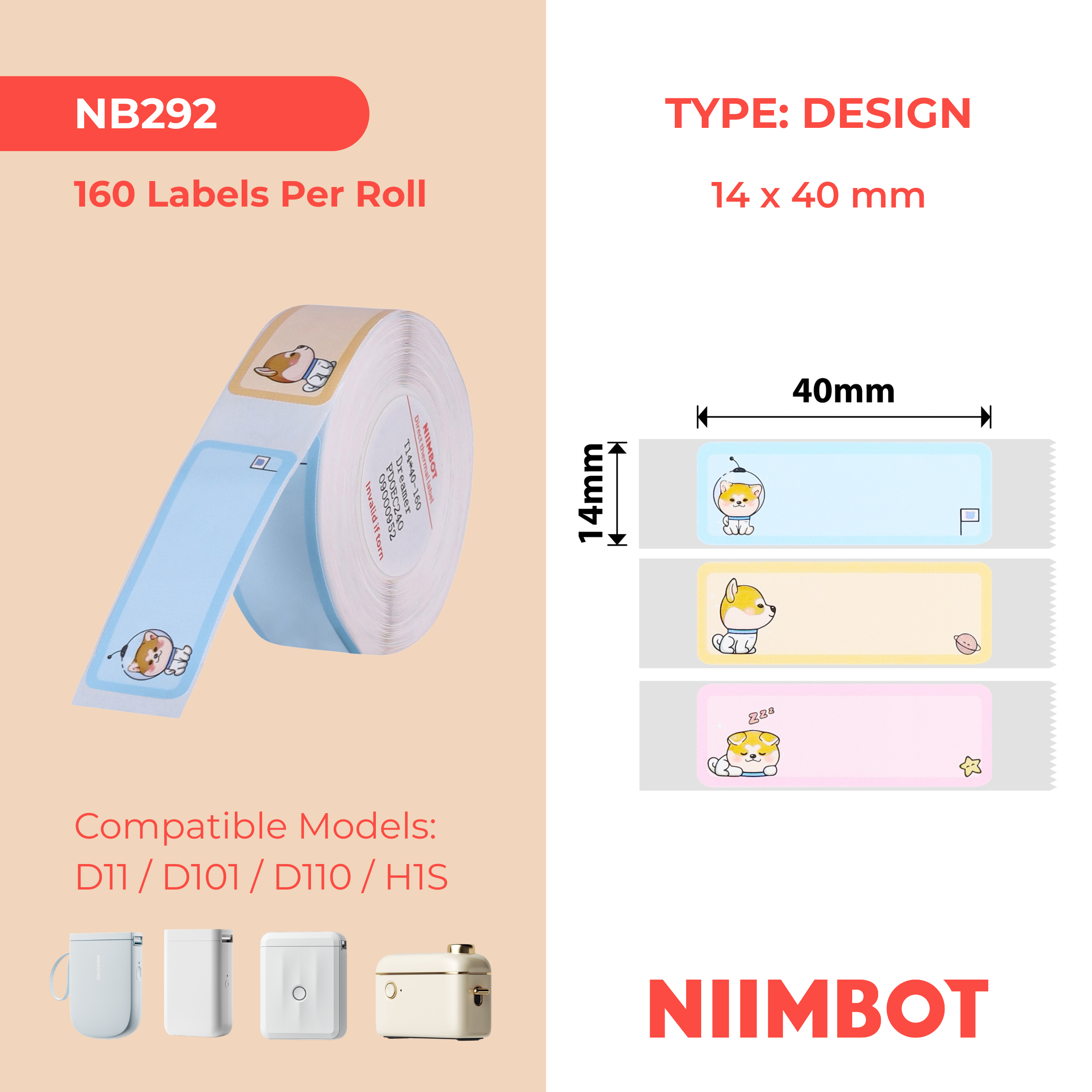 NB418 - NIIMBOT - B18 / N1 - 14X40MM - 150 DREAMER ACHAI LABELS