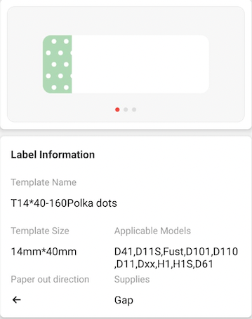 NB297 - NIIMBOT - D11 / D101 / D110 / H1S - 14X40MM - 155 POLKA DOTS LABELS