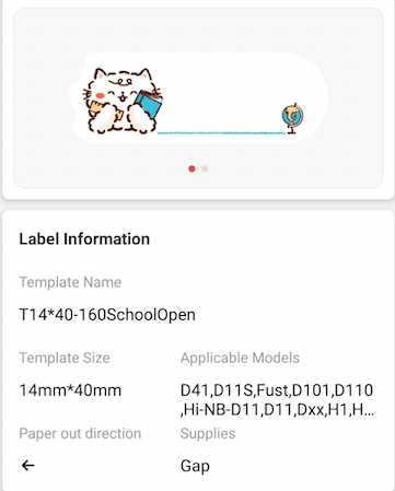 NB298 - NIIMBOT - D11 / D101 / D110 / H1S - 14X40MM - 155 SCHOOL RABBIT LABELS