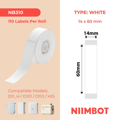 NIIMBOT - D Range - 14x60mm - White - 110 Labels