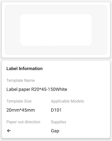 NB315 - NIIMBOT - D101 ONLY - 20X45MM - 140 WHITE LABELS