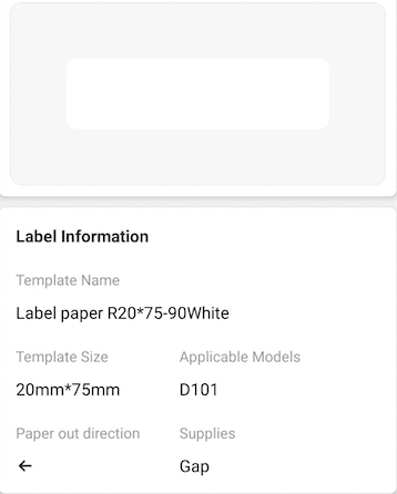 NB322 - NIIMBOT - D101 ONLY - 20X75MM - 90 WHITE LABELS