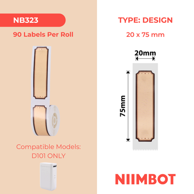 NB323 - NIIMBOT - D101 ONLY - 20X75MM - 90 BROWN WOOD LABELS