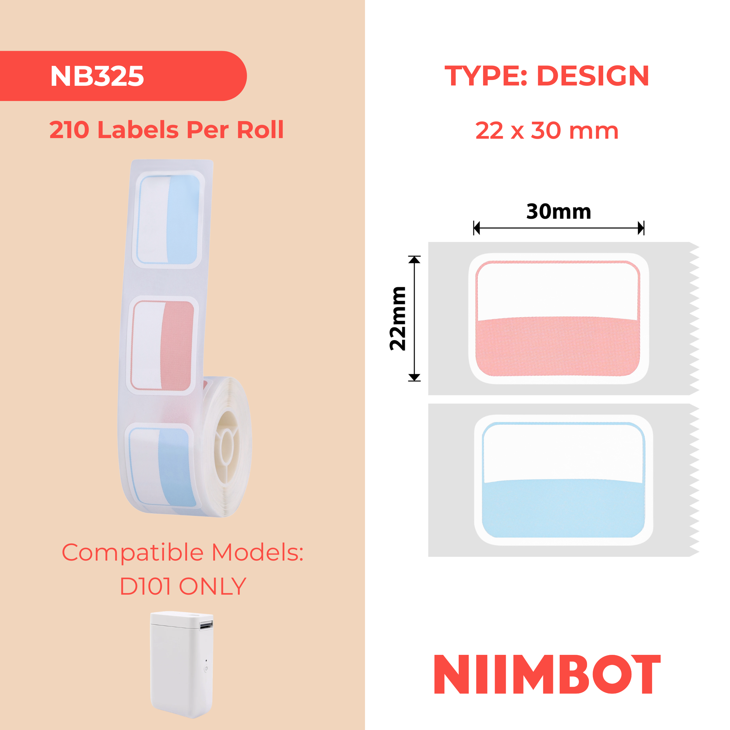 NB325 - NIIMBOT - D101 ONLY - 22X30MM - 210 COOL SUMMER LABELS
