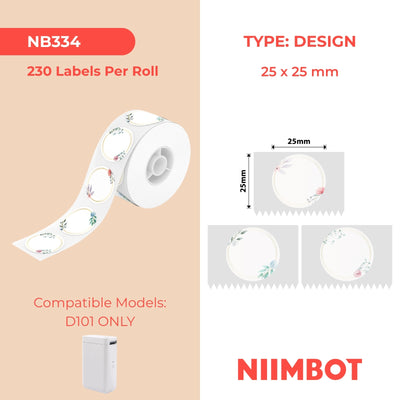 NIIMBOT - D101 Only - 25x25mm - Flower Park Round - 230 Labels