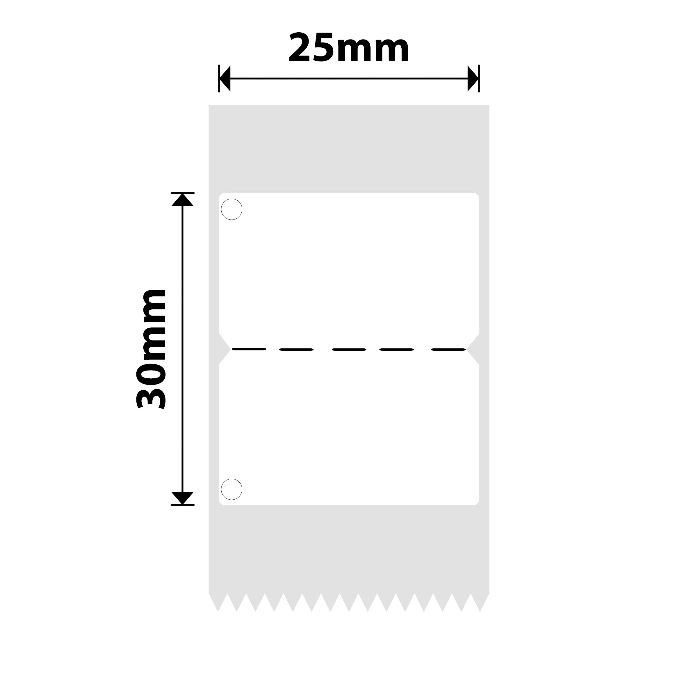 NB340 - NIIMBOT - D101 ONLY - 25X30MM - 210 WHITE WITH HOLE LABELS