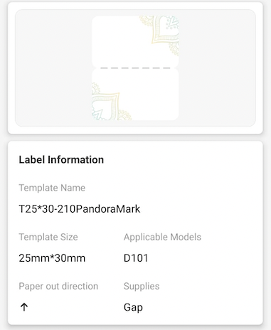 NB342 - NIIMBOT - D101 ONLY - 25X30MM - 210 PANDORA MARK LABELS