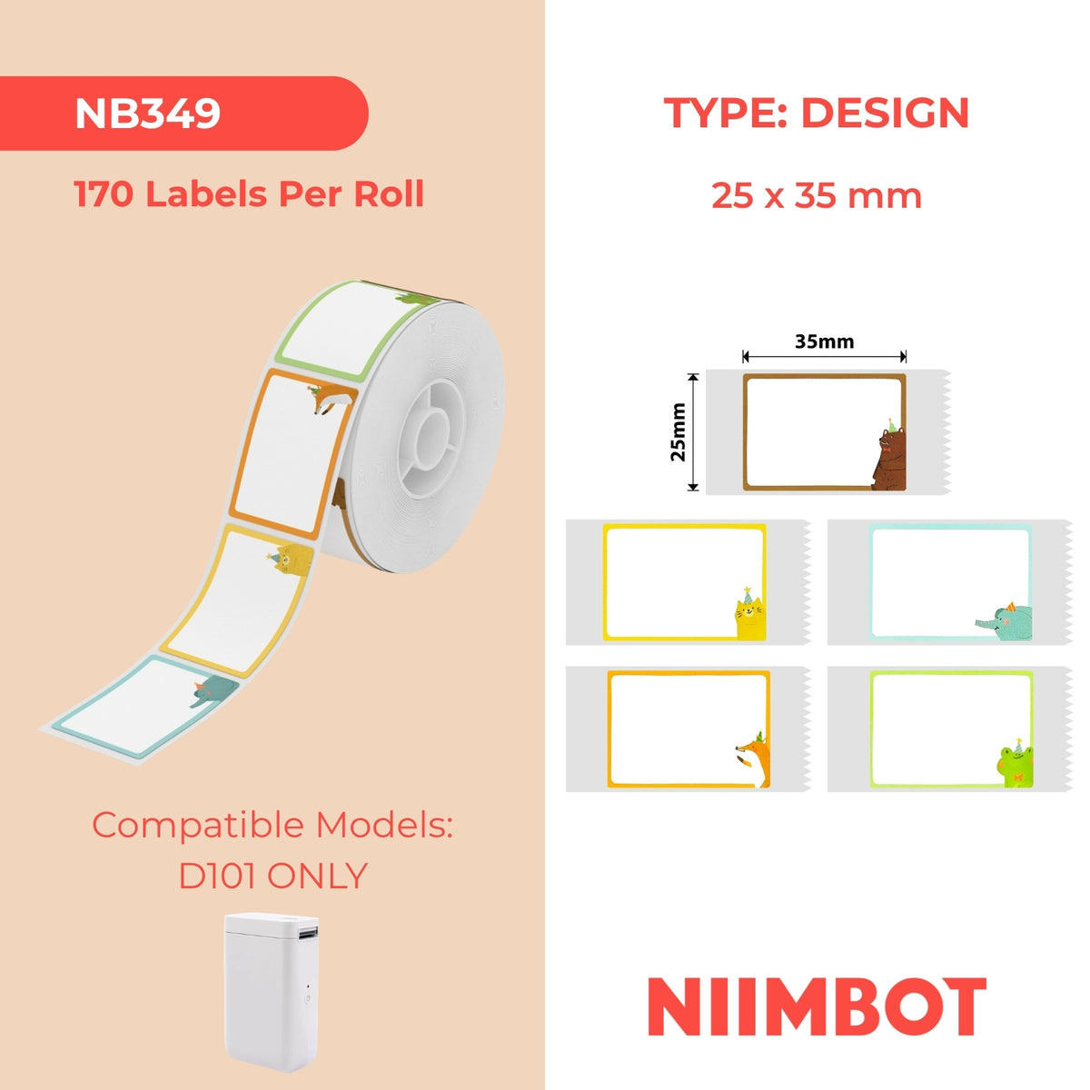 NIIMBOT - D101 Only - 25x35mm - Enchanted Forest - 170 Labels