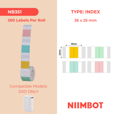 NB351 - NIIMBOT - D101 ONLY - 36X25MM - 260 SUMMER SONG INDEX LABELS
