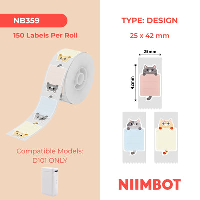 NIIMBOT - Solo D101 - 25x42mm - Gattino - 150 etichette