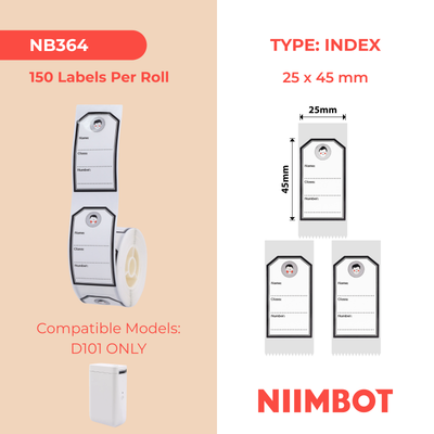 NB364 - NIIMBOT - D101 ONLY - 25X45MM - 150 YOUNG BOY LABELS