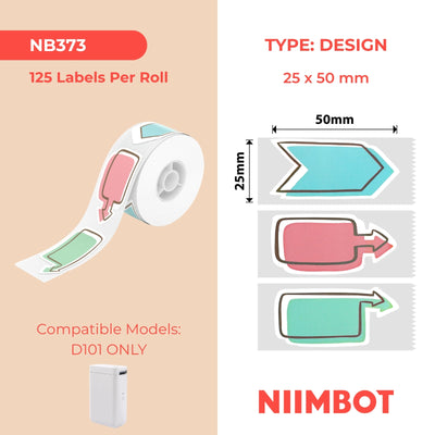NIIMBOT - D101 Only - 25x50mm - Watch Here - 125 Labels
