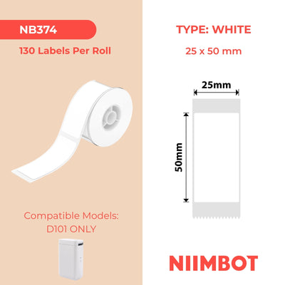 NIIMBOT - Solo D101 - 25x50mm - Bianco - 130 Etichette