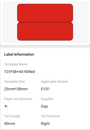 NB379 - NIIMBOT - D101 ONLY - 25X78MM - 85 RED CABLE LABELS
