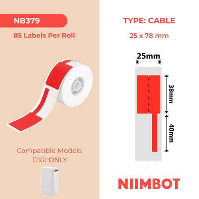 NIIMBOT - Solo D101 - 25x78mm - Cavo rosso - 85 etichette