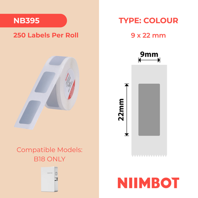 NB395 - NIIMBOT - B18 / N1 - 9X22MM - 250 SILVER LABELS