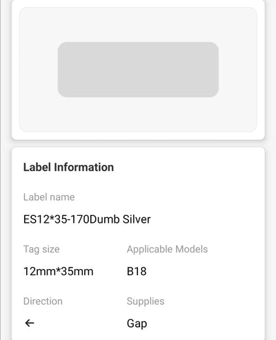 NB397 - NIIMBOT - B18 / N1 - 12X35MM - 170 SILVER LABELS