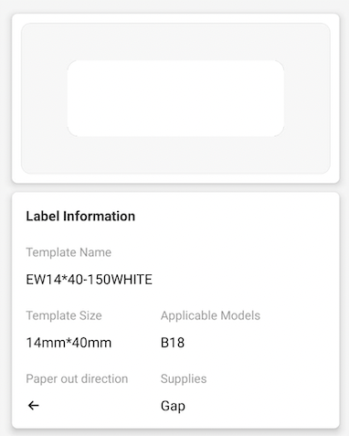 NB398 - NIIMBOT - B18 / N1 - 14X40MM - 150 WHITE LABELS