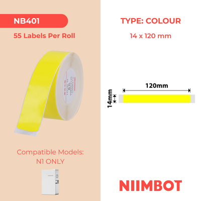 NB401 - NIIMBOT - B18 / N1 - 14X120MM - 55 YELLOW LABELS