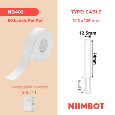 NIIMBOT - N1 - 12.5x109mm - White Cable - 60 Labels