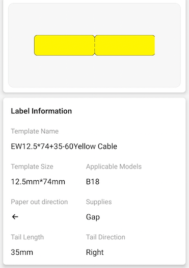 NB403 - NIIMBOT - B18 / N1 - 12.5X109MM - 60 YELLOW CABLE LABELS