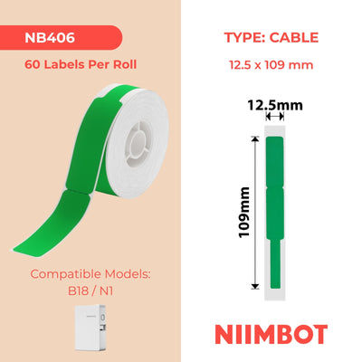 NIIMBOT-N1-12, 5 x 109 mm-Câble vert-60 étiquettes