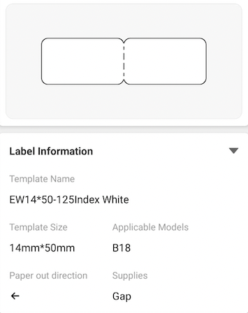 NB407 - NIIMBOT - B18 / N1 - 14X50MM - 125 WHITE INDEX LABELS