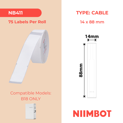 NB411 - NIIMBOT - B18 / N1 - 14X88MM - 75 WHITE EYEGLASSES LABELS