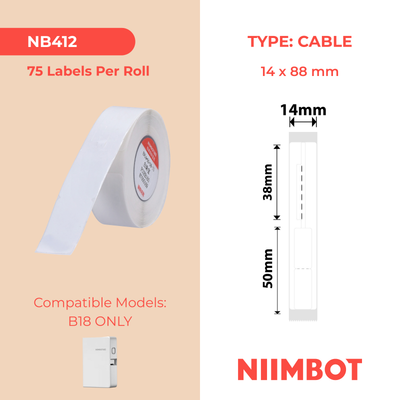 NB412 - NIIMBOT - B18 / N1 - 14X88MM - 75 WHITE JEWELLERY LABELS