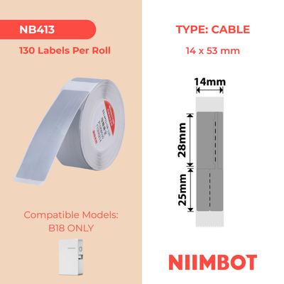 NB413 - NIIMBOT - B18 / N1 - 14X53MM - 130 SILVER JEWELLERY LABELS