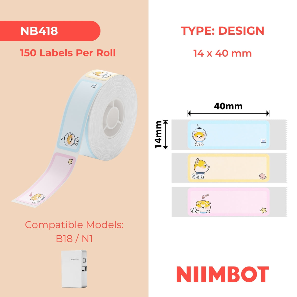 NIIMBOT - N1 - 14x40mm - Dreamer Achai - 150 etichette