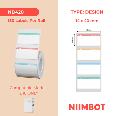 NB420 - NIIMBOT - B18 / N1 - 14X40MM - 150 NICE TO MEET YOU LABELS