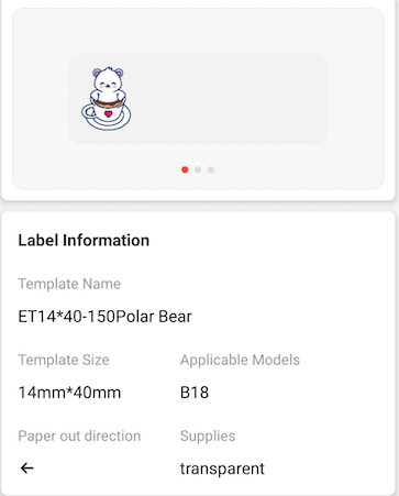 NB421 - NIIMBOT - B18 / N1 - 14X40MM - 160 BEAR LABELS