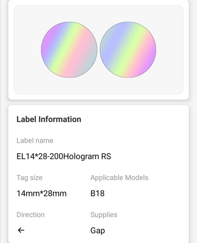 NB429 - NIIMBOT - B18 / N1 - 14X28MM - 200 SILVER HOLOGRAM DOUBLE ROUND LABELS
