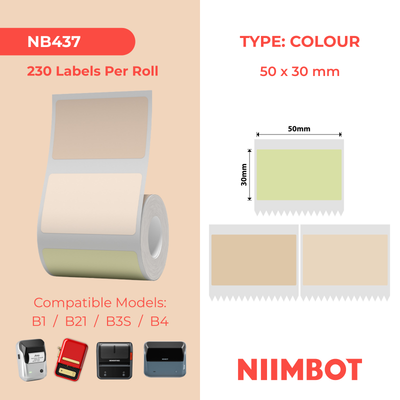 NB437 - NIIMBOT - B1 / B21 / B3S / B4 - 50X30MM - 230 MULTI-COLOUR LABELS