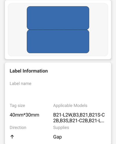 NB441 - NIIMBOT - B1 / B21 / B3S / B4 - 40X15/2MM - 460 BLUE THERMAL LABELS