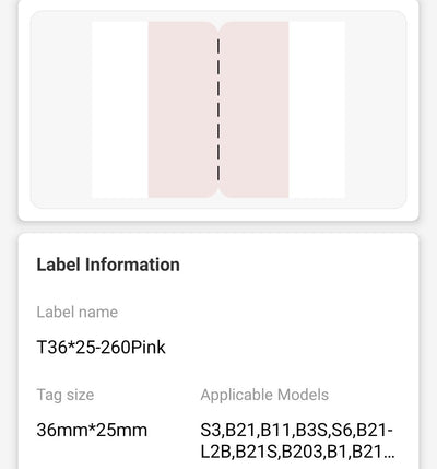 NB442 - NIIMBOT - B1 / B21 / B3S / B4 - 36X25MM - 260 PINK INDEX STICKER LABELS