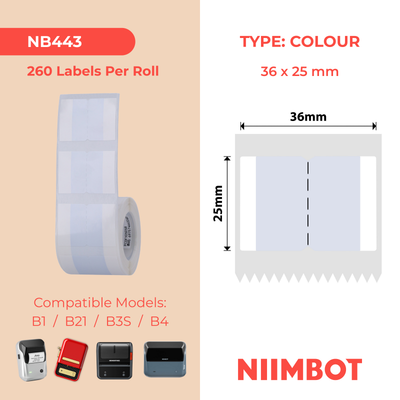 NB443 - NIIMBOT - B1 / B21 / B3S / B4 - 36X25MM - 260 GREY INDEX STICKER LABELS