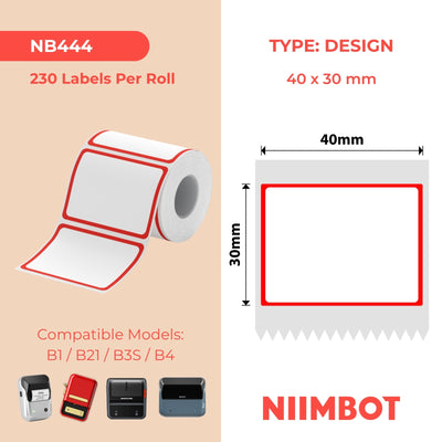 NIIMBOT - Serie B - 40x30mm - Cornice rossa - 230 etichette