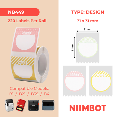 NB449 - NIIMBOT - B1 / B21 / B3S / B4 - 31X31MM - 220 HELLO LABELS