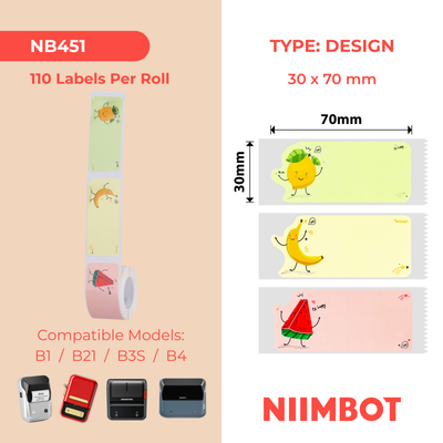 NB451 - NIIMBOT - B1 / B21 / B3S / B4 - 30X70MM - 110 FRUITY PARTY LABELS