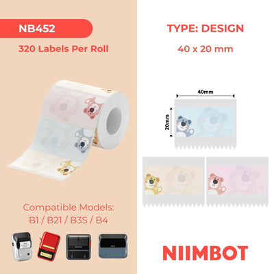 NIIMBOT - Serie B - 40x20mm - Orsetto carino - 320 etichette