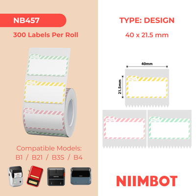 NB457 - NIIMBOT - B1 / B21 / B3S / B4 - 40X21.5MM - 300 HELLO NAME TAG MULTI - COLOUR LABELS