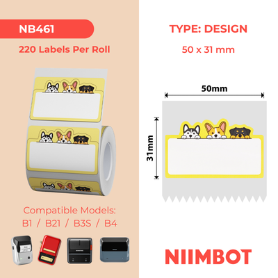 NB461 - NIIMBOT - B1 / B21 / B3S / B4 - 50X31MM - 220 DOG LABELS